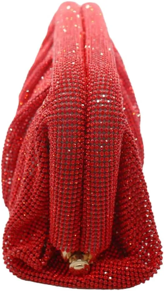 Women Rhinestone Clutch Purse Diamond Evening Bag Chain Handbag Ladies Dumpling Bag Wedding Party Purse