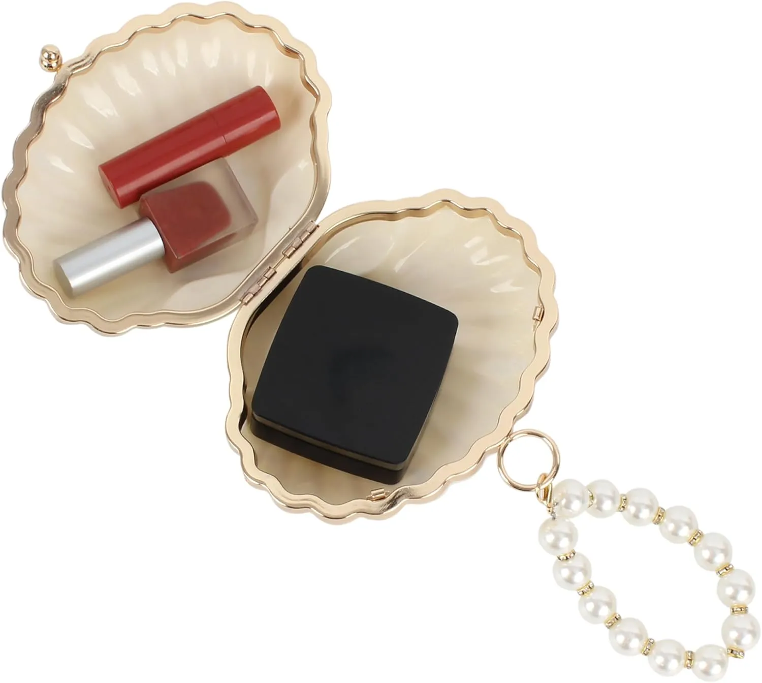 Women Seashell Evening Bag Purse Mermaid Chain Strap Clutch Handbag Shoulder Bag