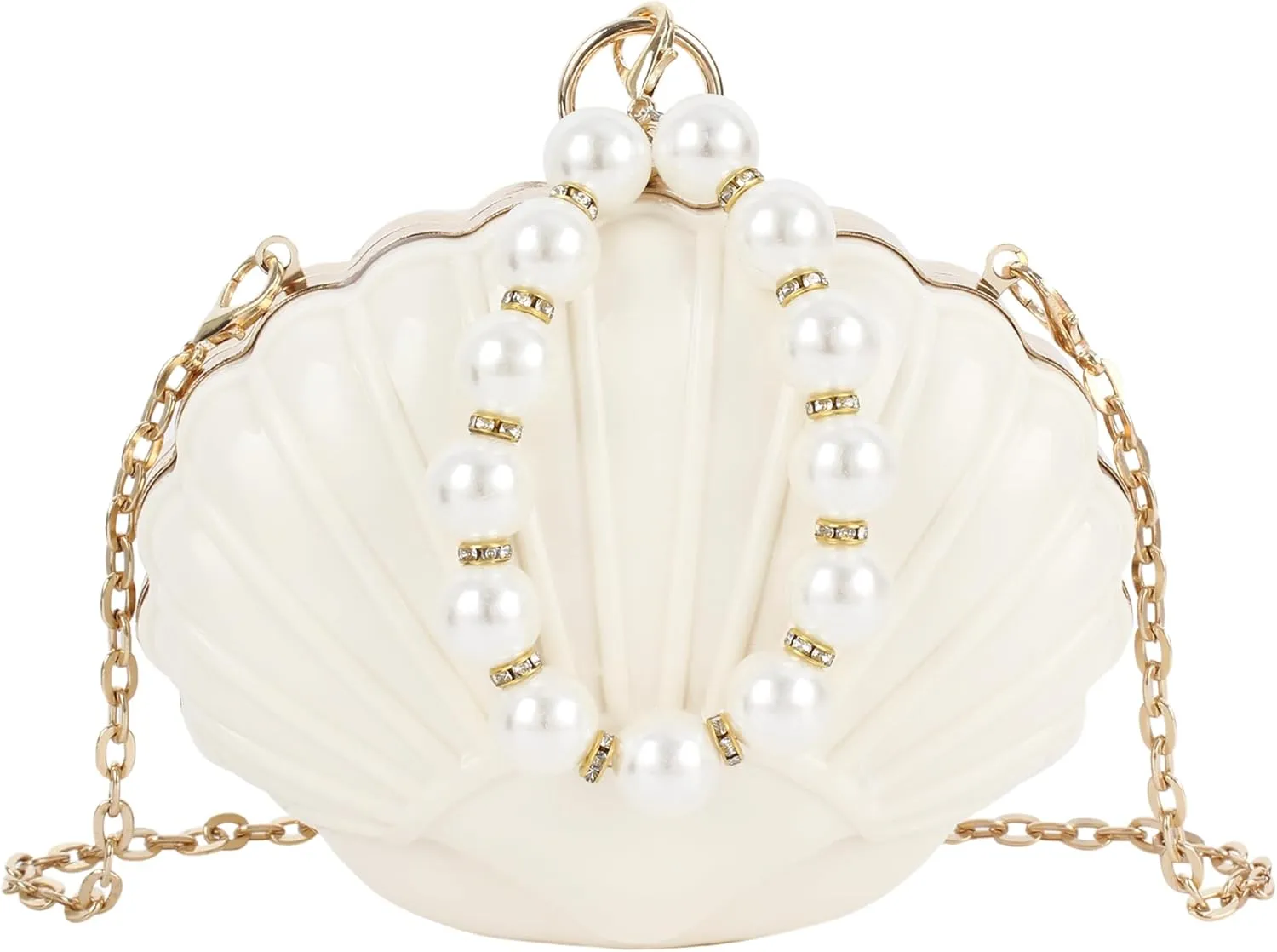 Women Seashell Evening Bag Purse Mermaid Chain Strap Clutch Handbag Shoulder Bag