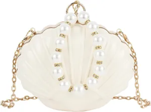 Women Seashell Evening Bag Purse Mermaid Chain Strap Clutch Handbag Shoulder Bag