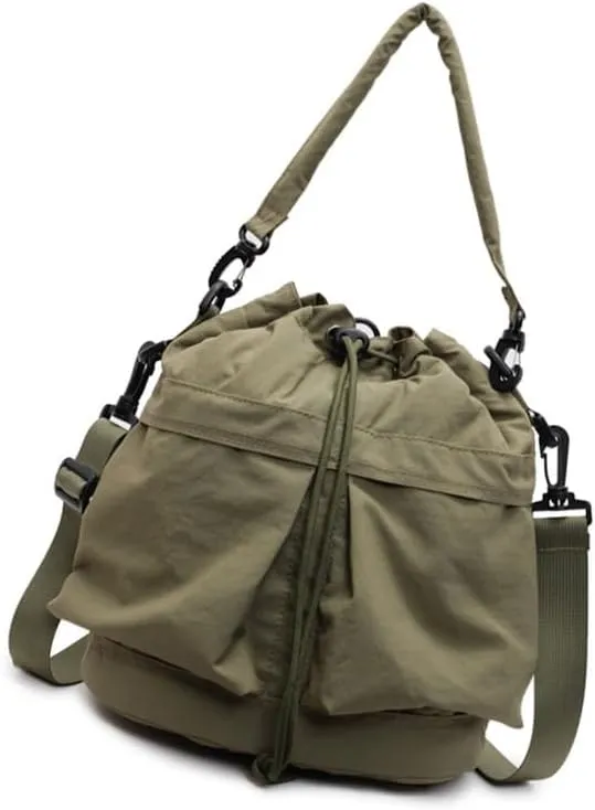 Women Shoulder Bag Drawstring Bucket Bag Large Capacity Backpack Commuting Bag Trendy Crossbody Bag for Autumn Winter