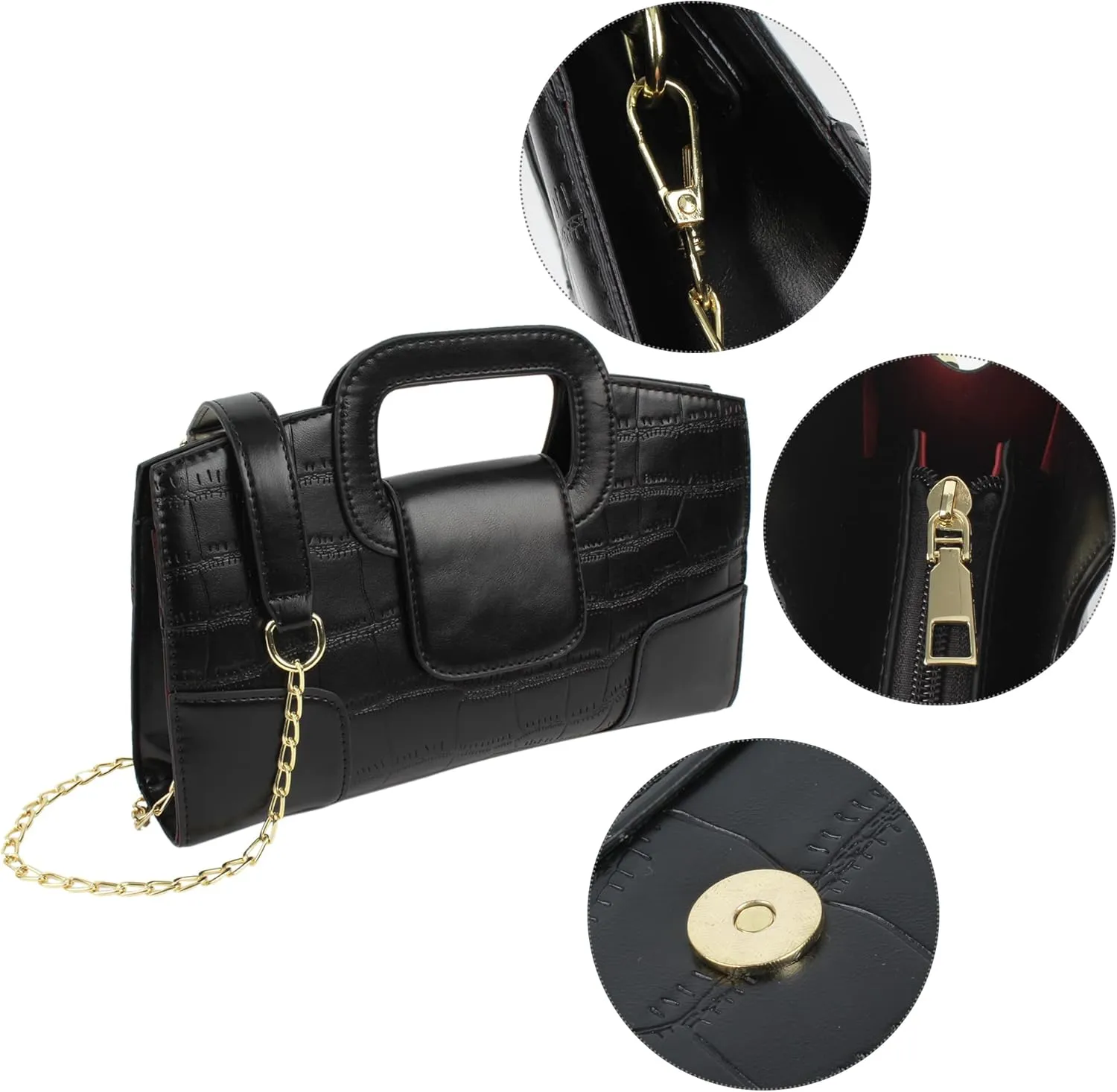 Women Vintage Flap Tote Top Handle Satchel Handbags PU Leather Clutch Purse Casual Messenger Chain Shoulder Crossbody Brown