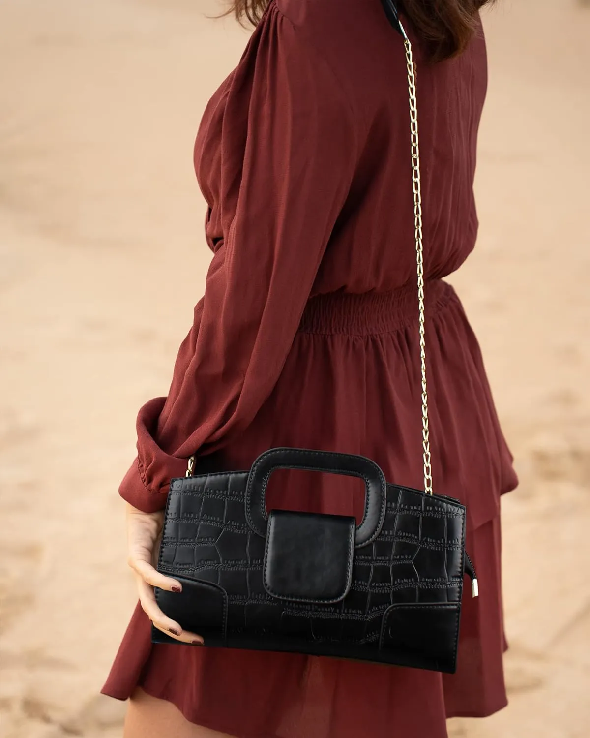 Women Vintage Flap Tote Top Handle Satchel Handbags PU Leather Clutch Purse Casual Messenger Chain Shoulder Crossbody Brown