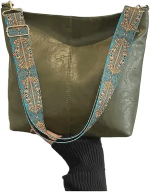 Women's Artificial leather large capacity bucket bag retro handbag crossbody bag single shoulder bag