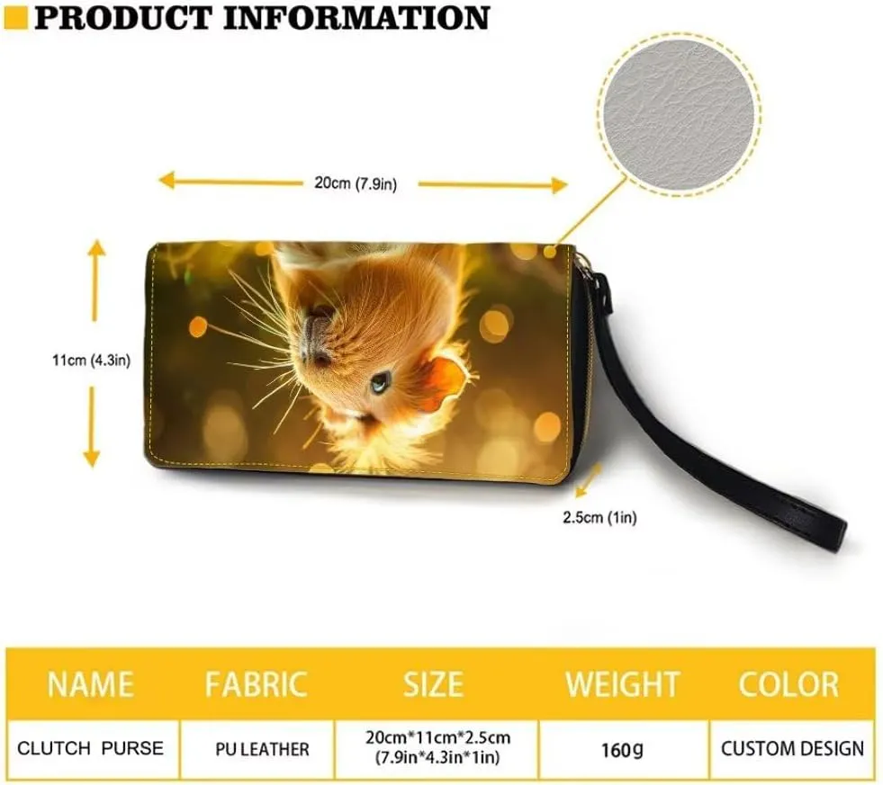 Womens Brown Hamster Walllet Bifold Multi Card Case Wallet Wristlet with Zipper Pocket