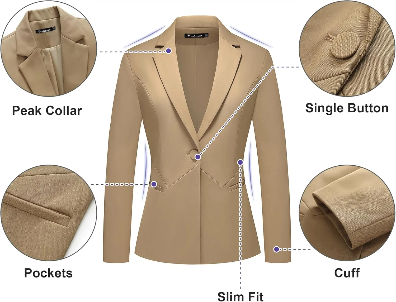 Women's Business Suits for Work Professional 2 Piece Slim Fit Outfits for Women