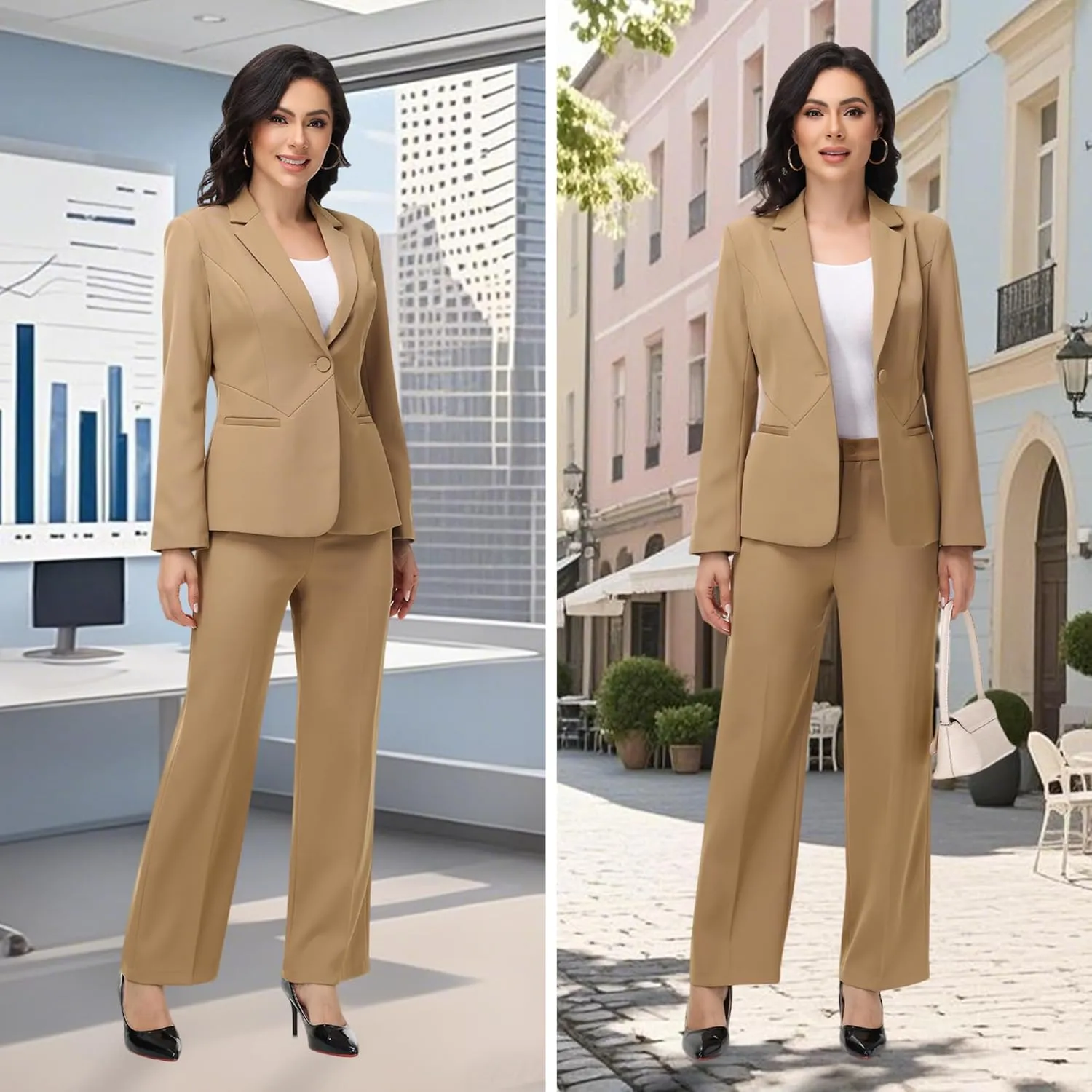 Women's Business Suits for Work Professional 2 Piece Slim Fit Outfits for Women