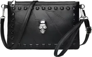 Women's Clutch Handbag Rivet Design Stylish Tassel Purse PU Leather Crossbody Bag Compact Elegant for Daily Use