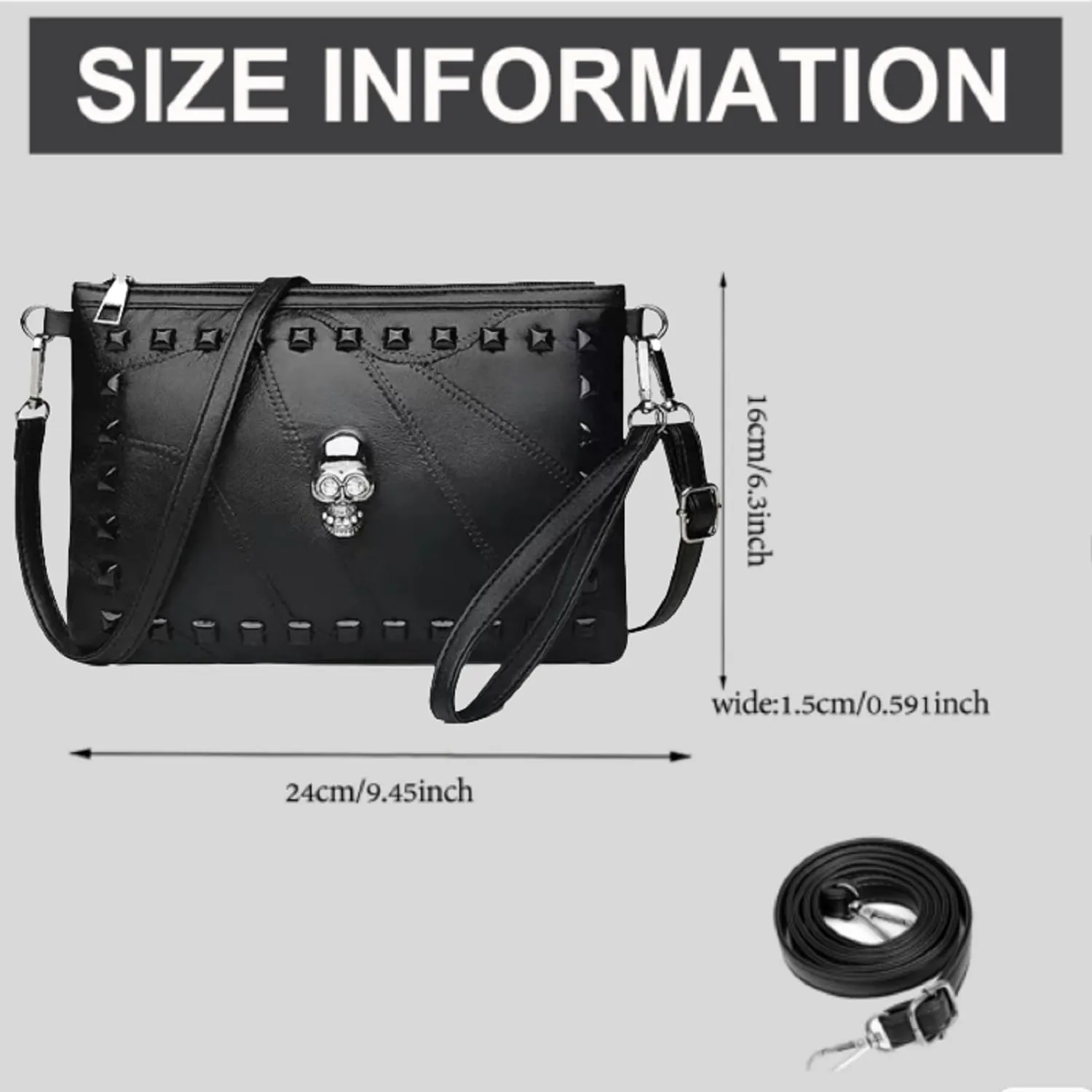Women's Clutch Handbag Rivet Design Stylish Tassel Purse PU Leather Crossbody Bag Compact Elegant for Daily Use