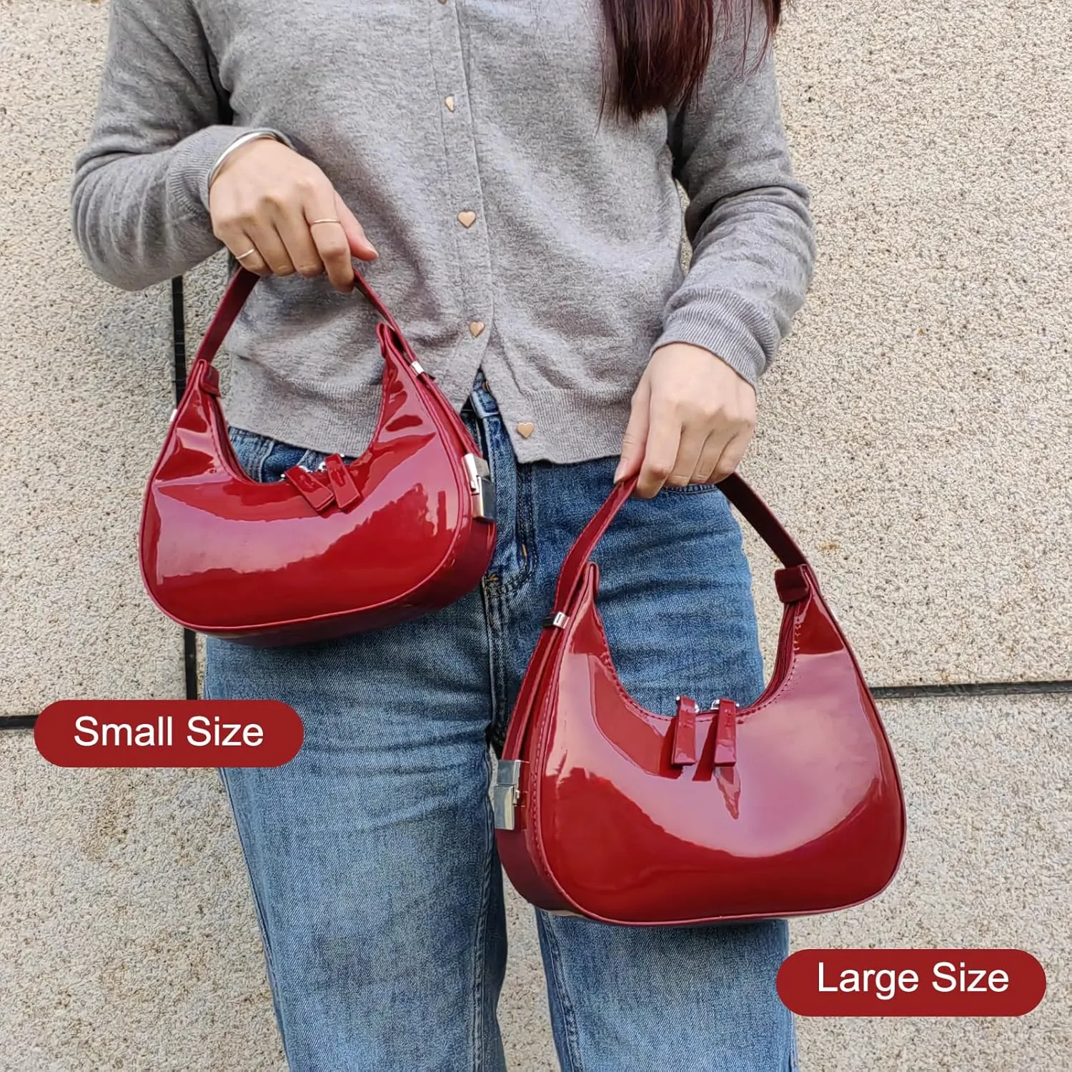 Women's Crescent Shoulder Bags - Small Red Purse Y2k Top Handle Hobo Shoulder Underarm Handbags Clutch bag