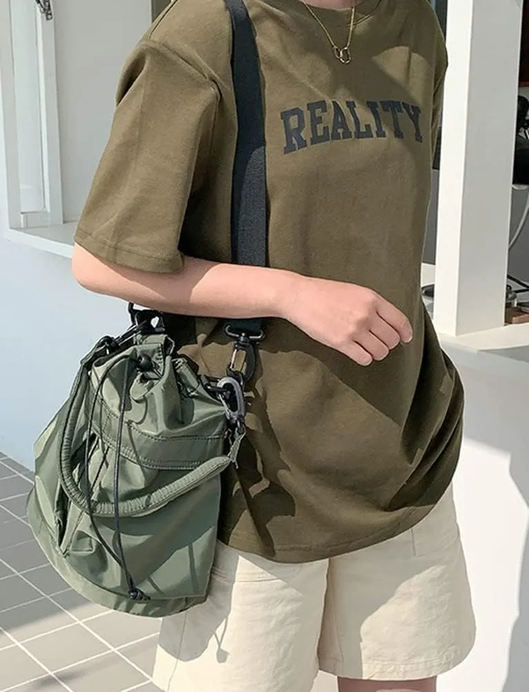 Women’s Drawstring Bucket Bag Nylon Crossbody Bag Tote Handbags Casual Hobo Shoulder Purse