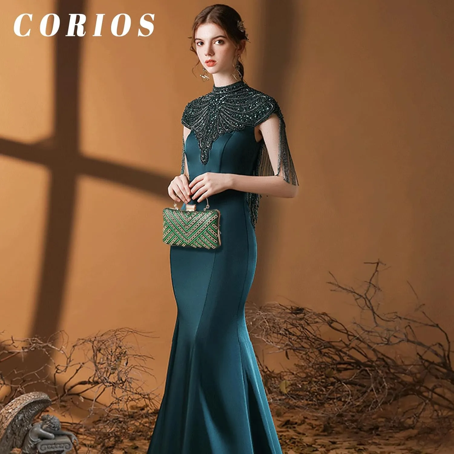 Women's Evening Bag Rhinestone Clutch Bag Bridal Wedding Purse Bling Crystal Shoulder Bag with Detachable Chain