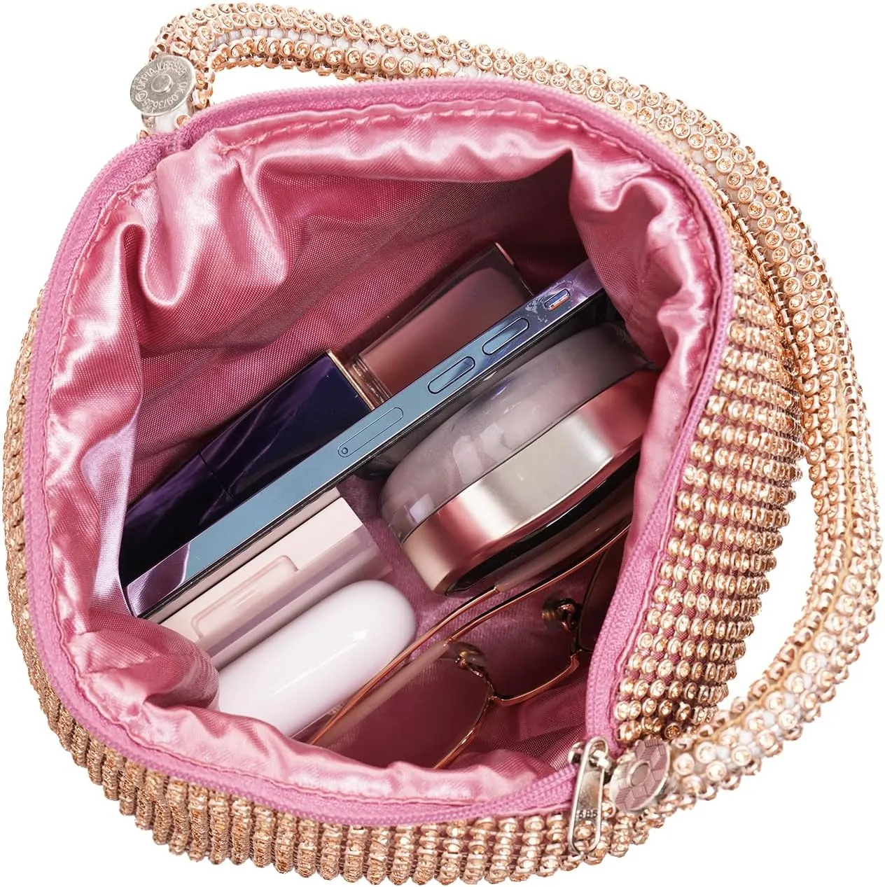 Women's Evening Bag- Upgraded Larger Size Full Rhinestones Bling Wrist Clutch Purse for Party Wedding Date Night