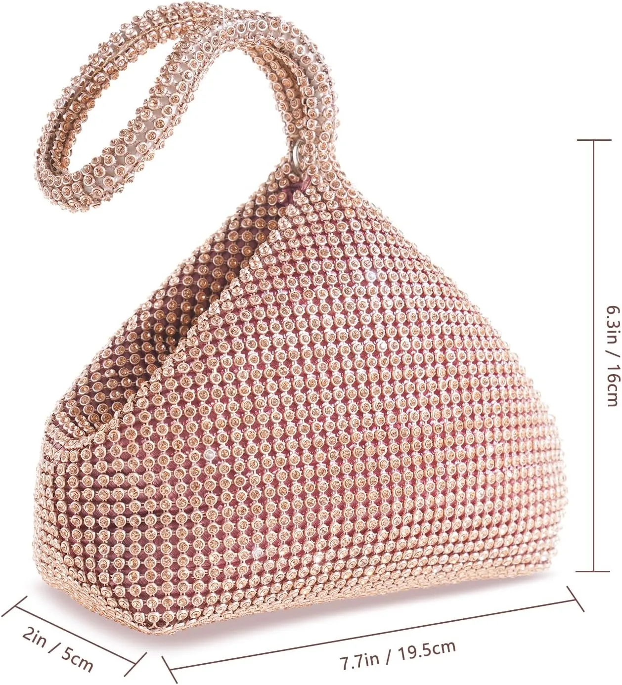Women's Evening Bag- Upgraded Larger Size Full Rhinestones Bling Wrist Clutch Purse for Party Wedding Date Night
