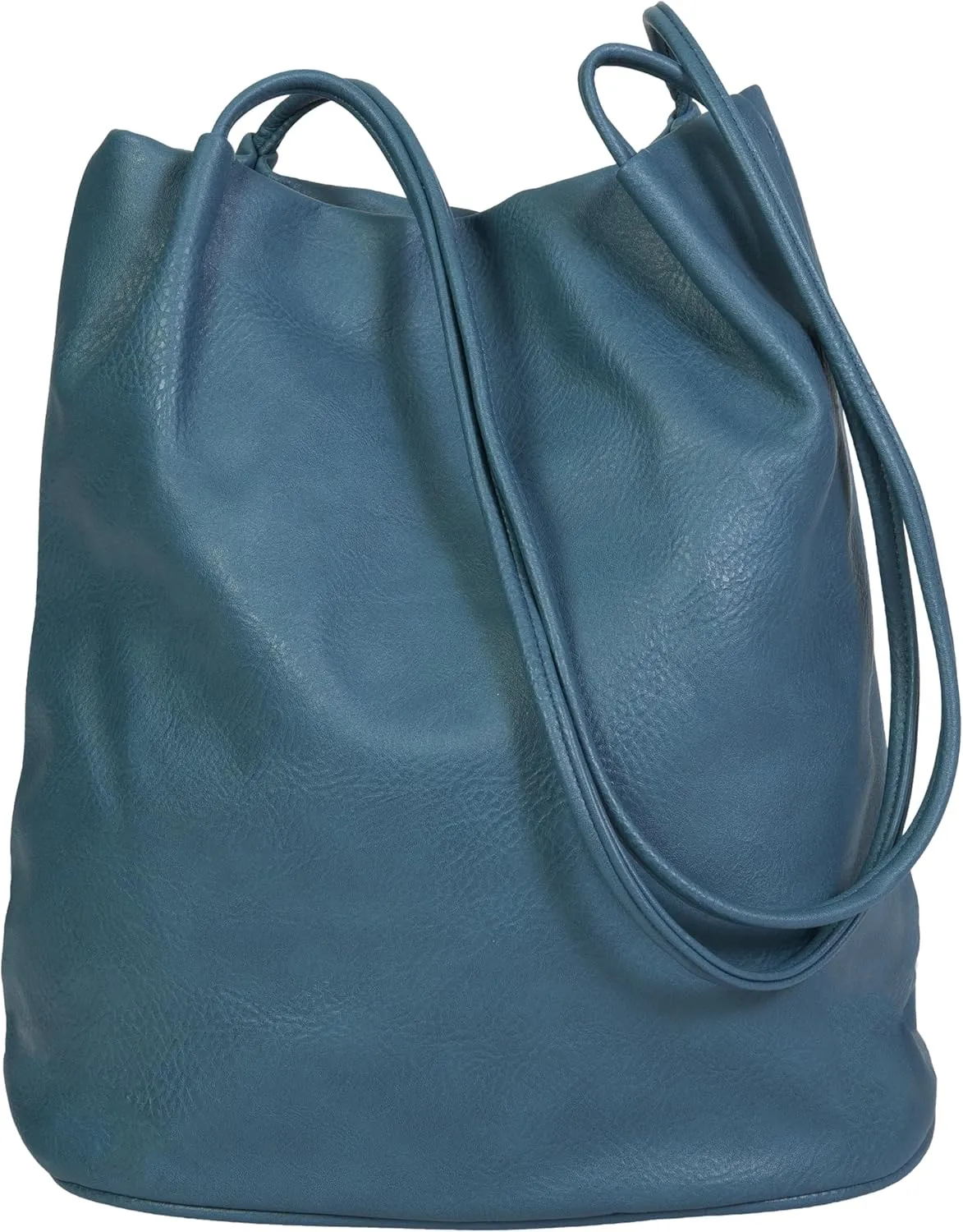 Women's Fashion Designer Medium Size Plain Soft Vegan Leather Hobo Bucket Tote Shoulder Bag - Delilah
