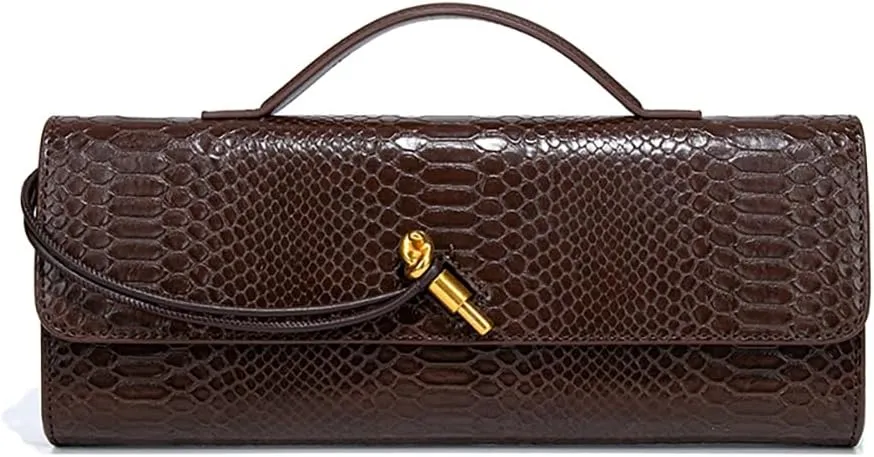 Womens Fashion Leather Clutch Bag Crocodile Print Evening Handbag Crossbody Tote Bag