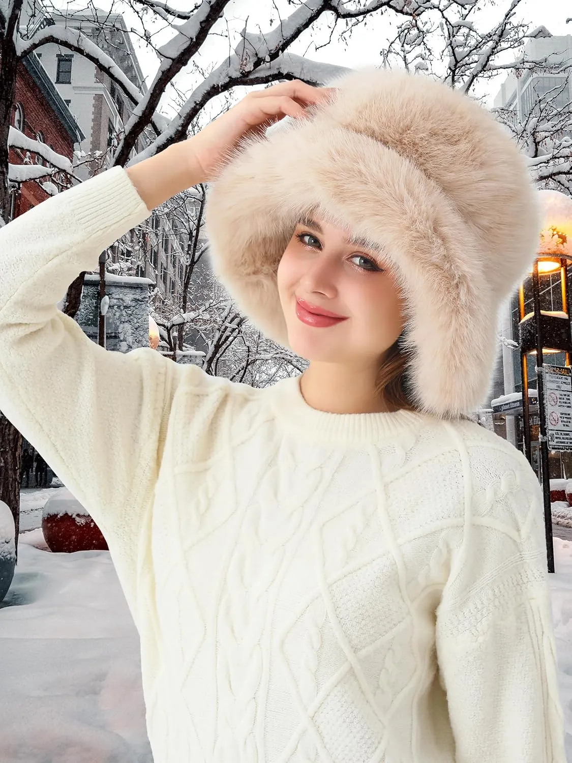 Women's Faux Fur Bucket Hats Fluffy Winter Warm Ladie's Unique Wide Brim Fisherman Cap