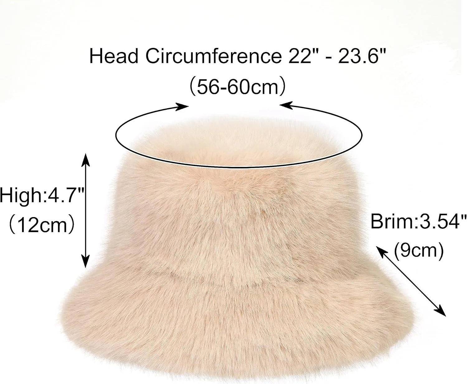 Women's Faux Fur Bucket Hats Fluffy Winter Warm Ladie's Unique Wide Brim Fisherman Cap