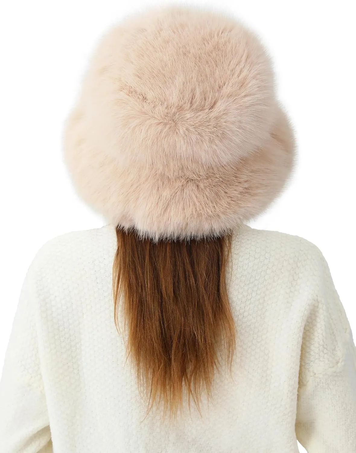 Women's Faux Fur Bucket Hats Fluffy Winter Warm Ladie's Unique Wide Brim Fisherman Cap