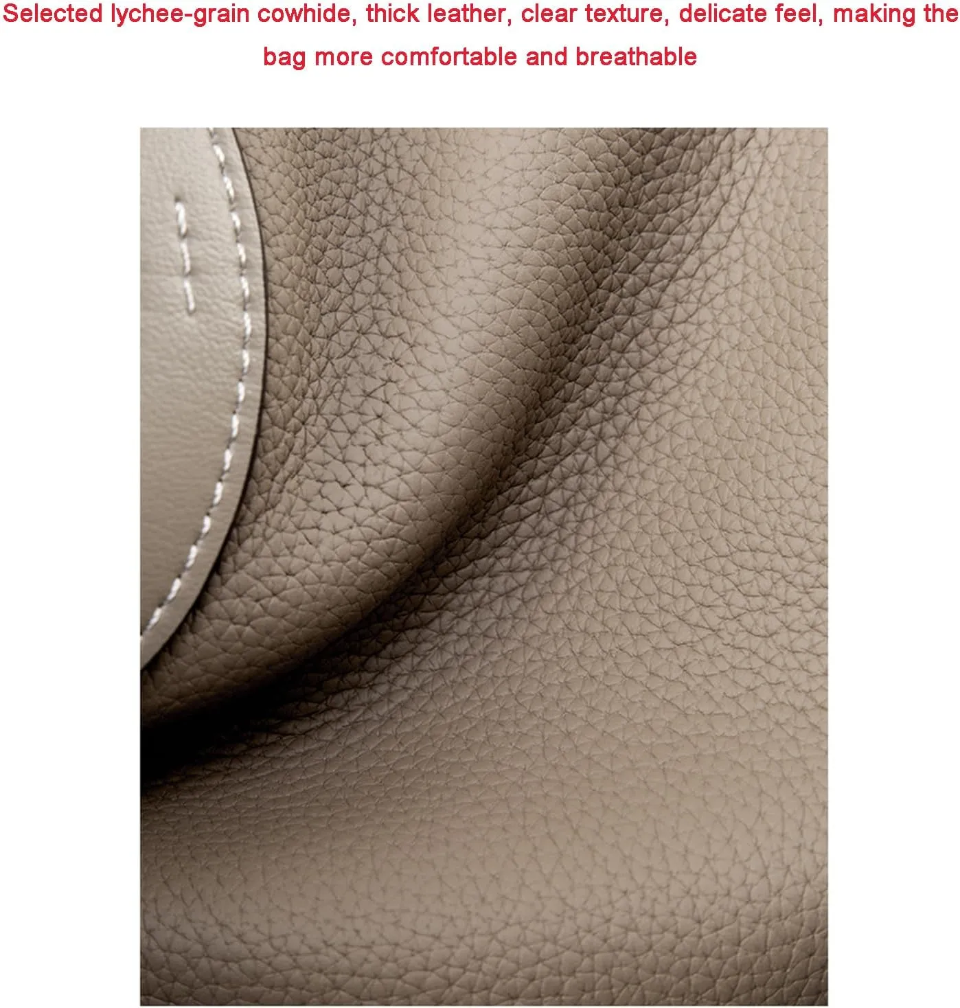 Women's Genuine Leather Bucket Bag Pig Nose Lychee Pattern Vegetable Basket Solid Color Tote Bag Trendy Handbag,Off white,19 * 12 * 20cm
