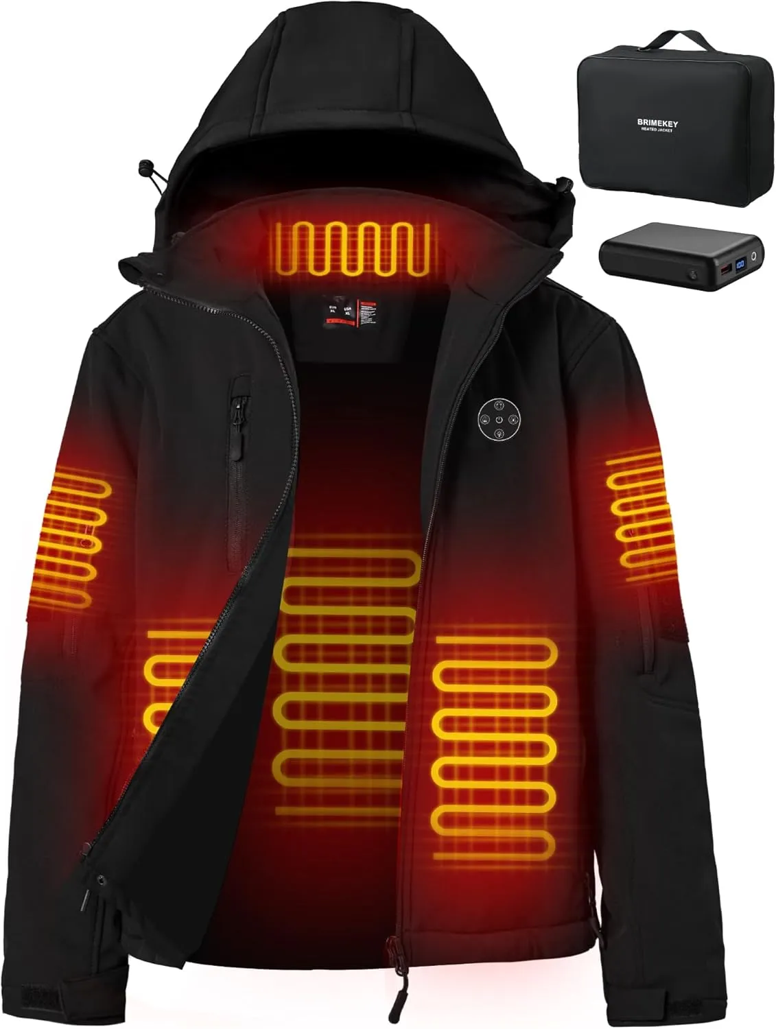 Women's Heated Jacket with Battery Pack,Waterproof Windbreaker Detachable Hooded Electric Heating Jacket Heated Coat