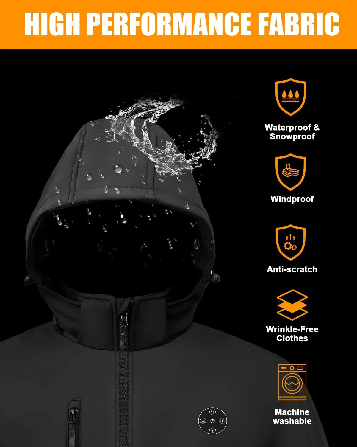 Women's Heated Jacket with Battery Pack,Waterproof Windbreaker Detachable Hooded Electric Heating Jacket Heated Coat