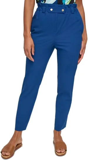 Women's High-Rise Paperbag-Waist Ankle Pants Ocean 6