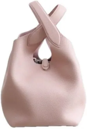 Women's Leather Large Capacity Handbag Color-blocking Shoulder Crossbody Bucket Bag Clutch Commuting Versatile Chic Hobo