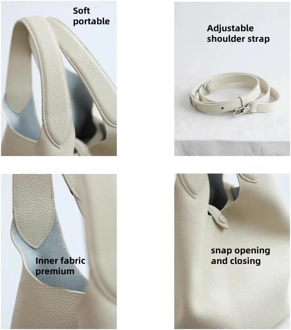 Women's Leather Large Capacity Handbag Color-blocking Shoulder Crossbody Bucket Bag Clutch Commuting Versatile Chic Hobo