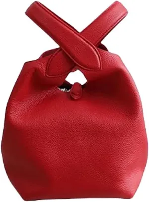 Women's Leather Large Capacity Handbag Color-blocking Shoulder Crossbody Bucket Bag Clutch Commuting Versatile Chic Hobo