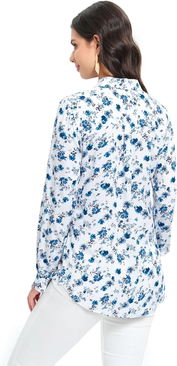 Womens Long Sleeve Button Down Shirts Dressy Casual Tops Work Blouses
