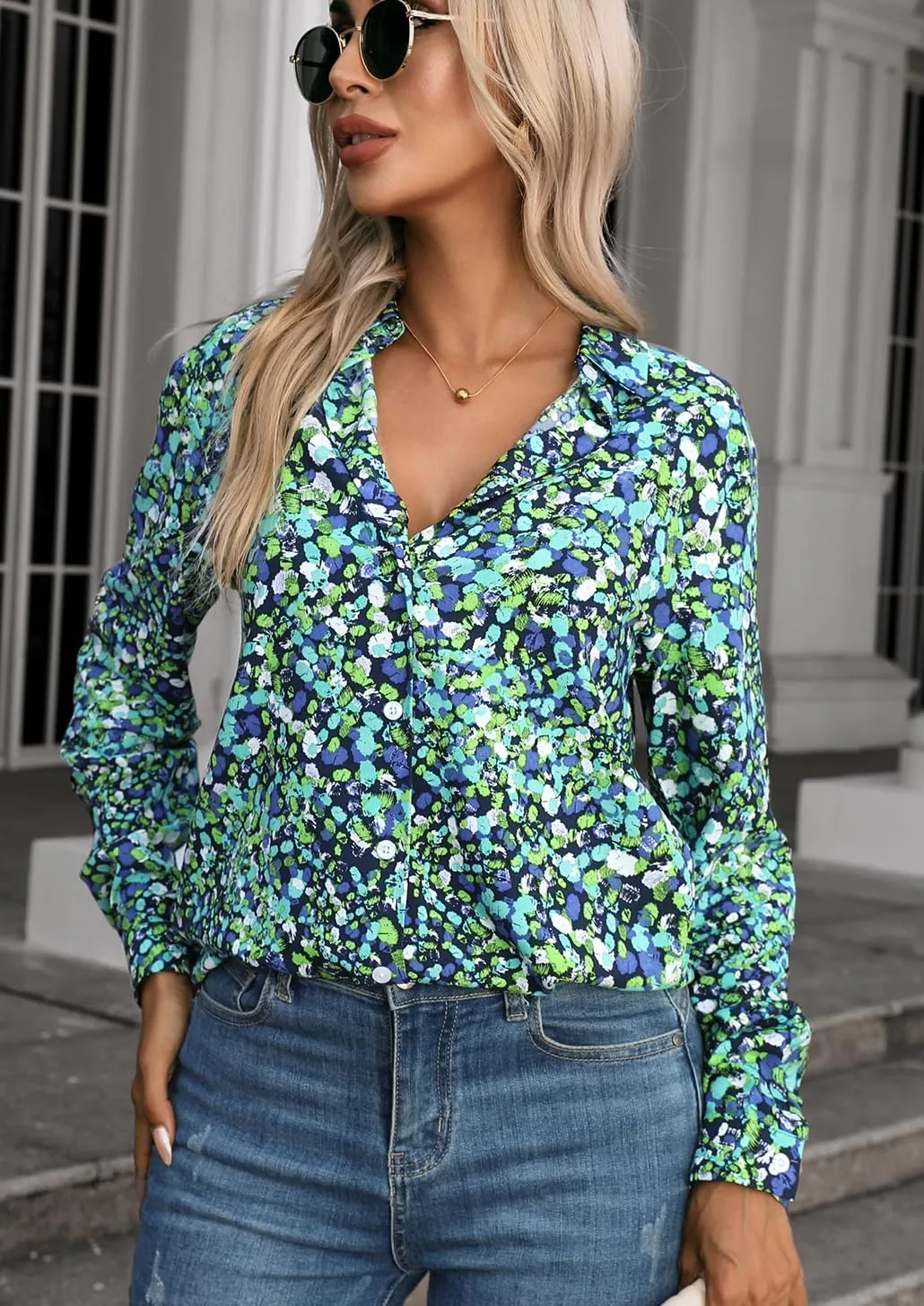 Womens Long Sleeve Button Down Shirts Dressy Casual Tops Work Blouses