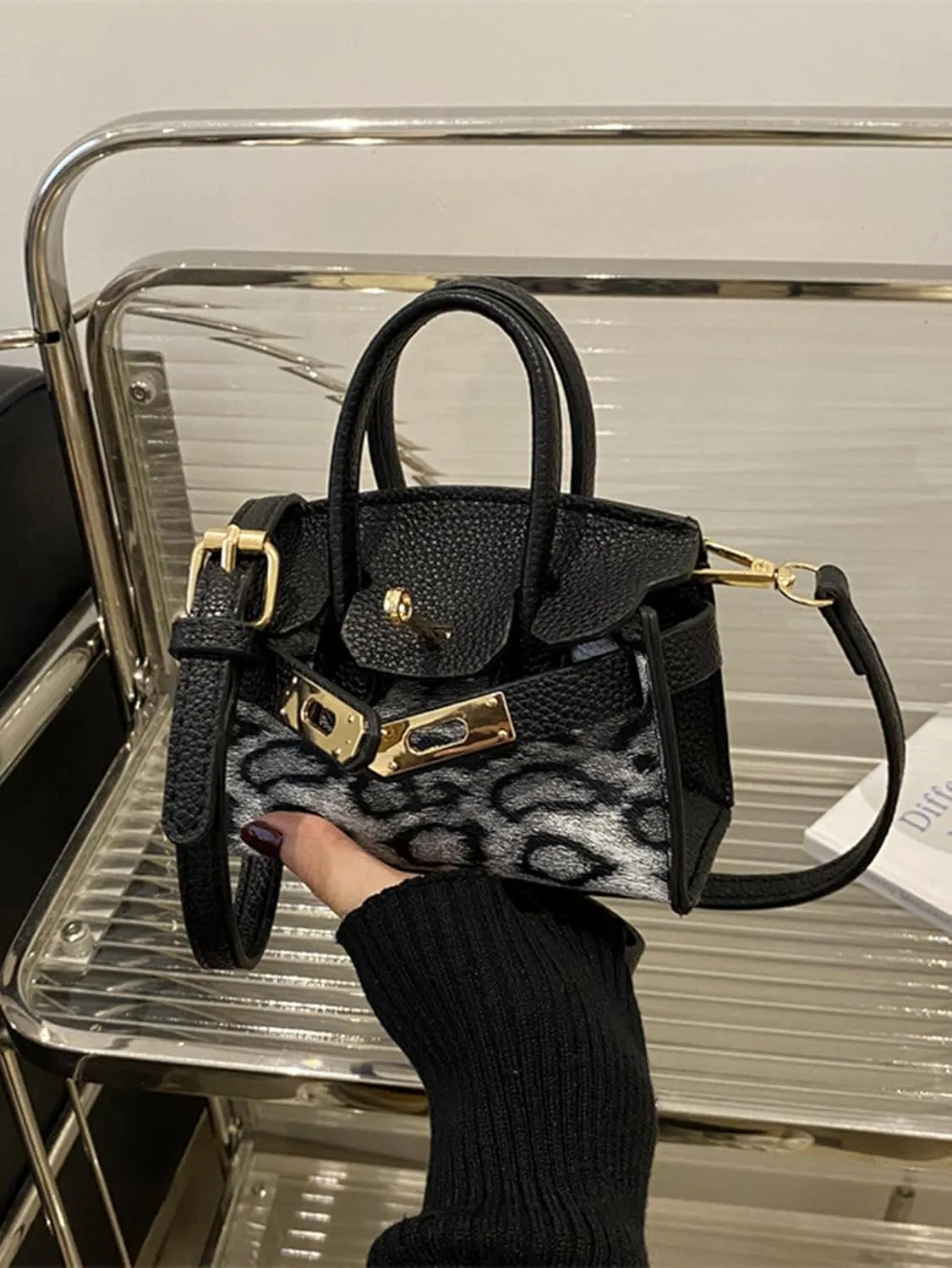 Women's Mini Leopard Print Bags Clutch Purse Saddle Bag Crossbody Shoulder Handbags