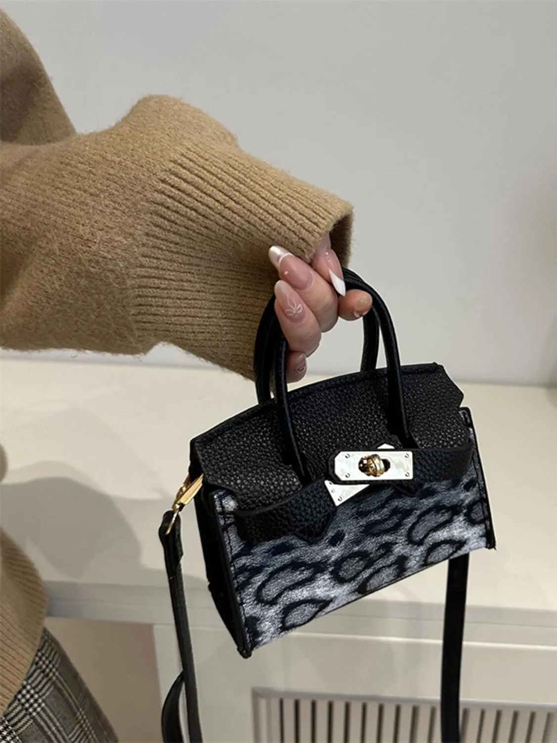 Women's Mini Leopard Print Bags Clutch Purse Saddle Bag Crossbody Shoulder Handbags
