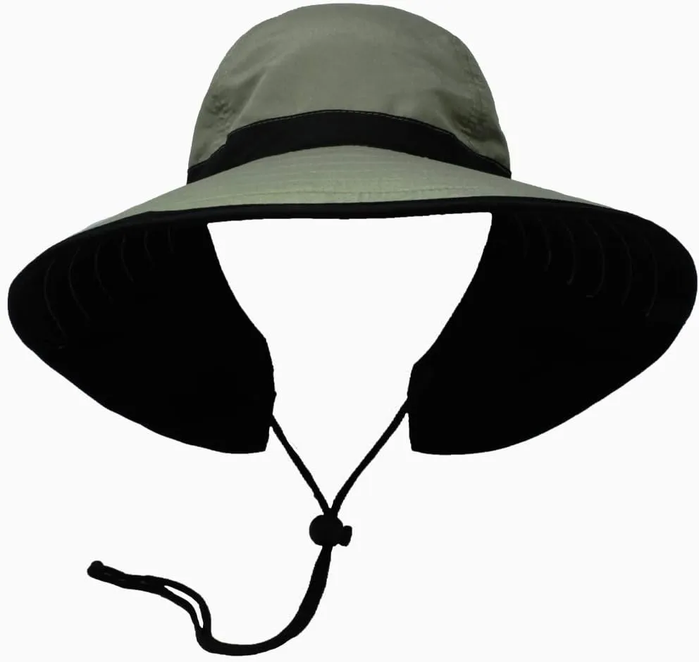Womens Outdoor Ponytail Drawstring Bucket Hat with Full Back Opening