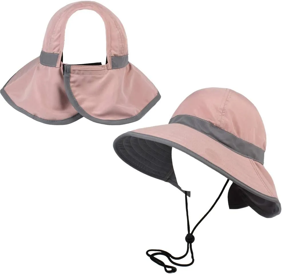 Womens Outdoor Ponytail Drawstring Bucket Hat with Full Back Opening