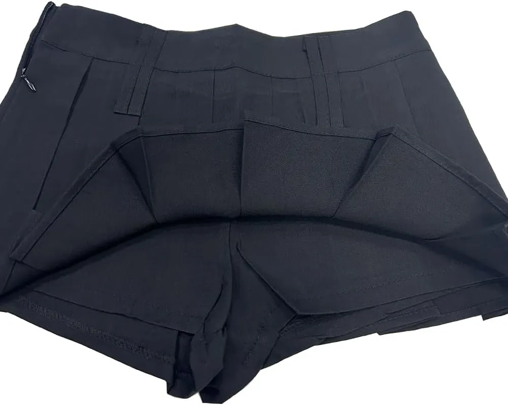 Women's Pleated Mini Skirt Y2k High Waist Stretchy Tennis Skater Short Skirt with Belt Club Party Wear