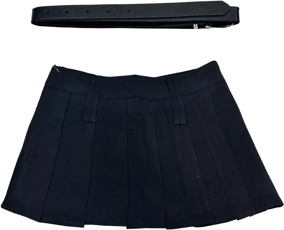 Women's Pleated Mini Skirt Y2k High Waist Stretchy Tennis Skater Short Skirt with Belt Club Party Wear