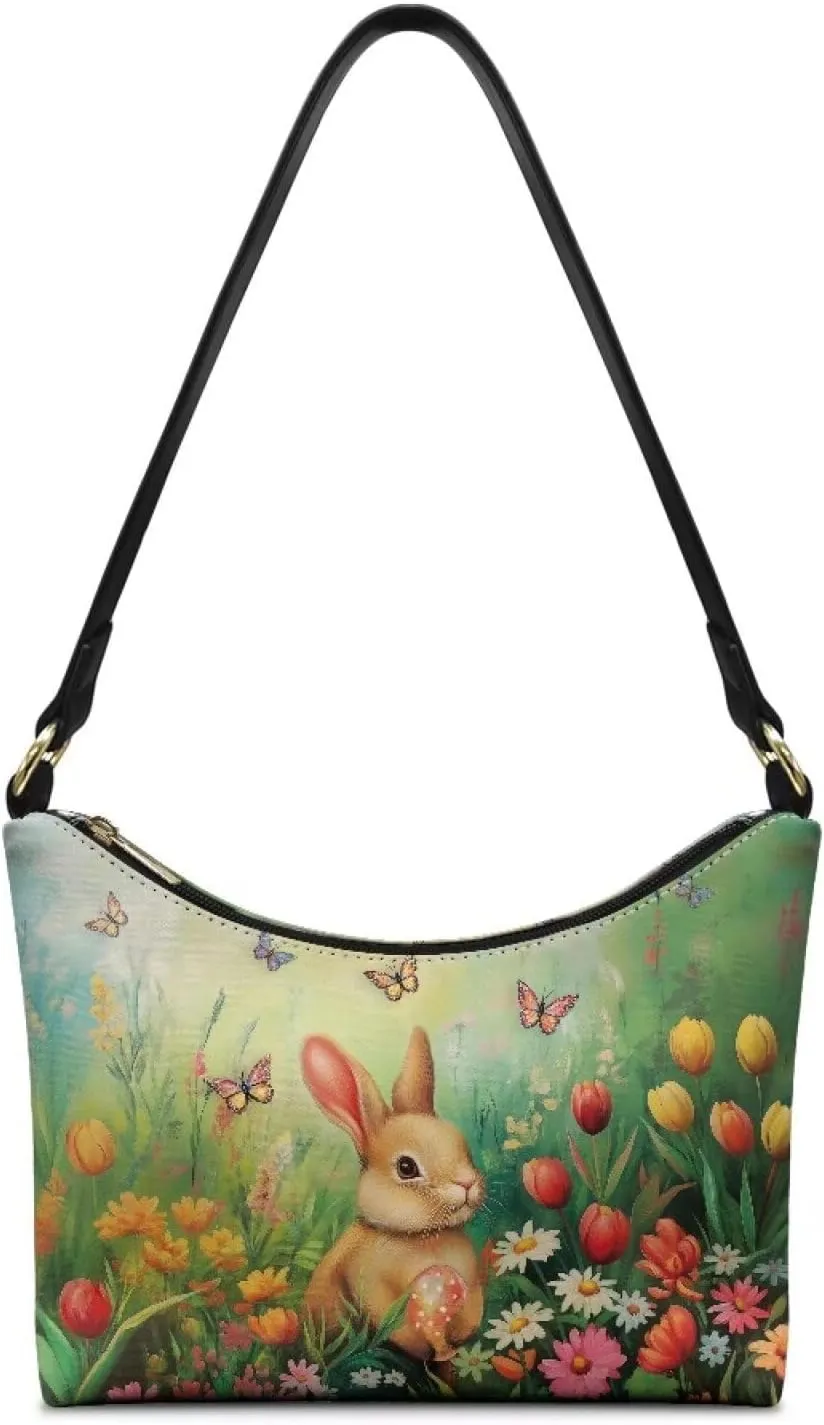 Women's PU Leather Underarm Bag Zipper Shoulder Tote Casual Handbags Lady Crescent Clutch Top Handle Purse Holiday