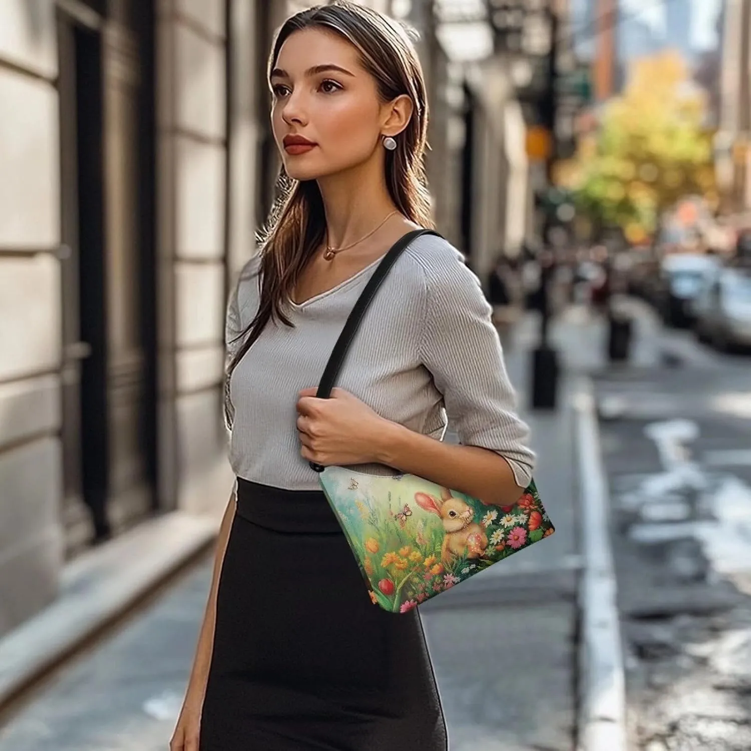 Women's PU Leather Underarm Bag Zipper Shoulder Tote Casual Handbags Lady Crescent Clutch Top Handle Purse Holiday