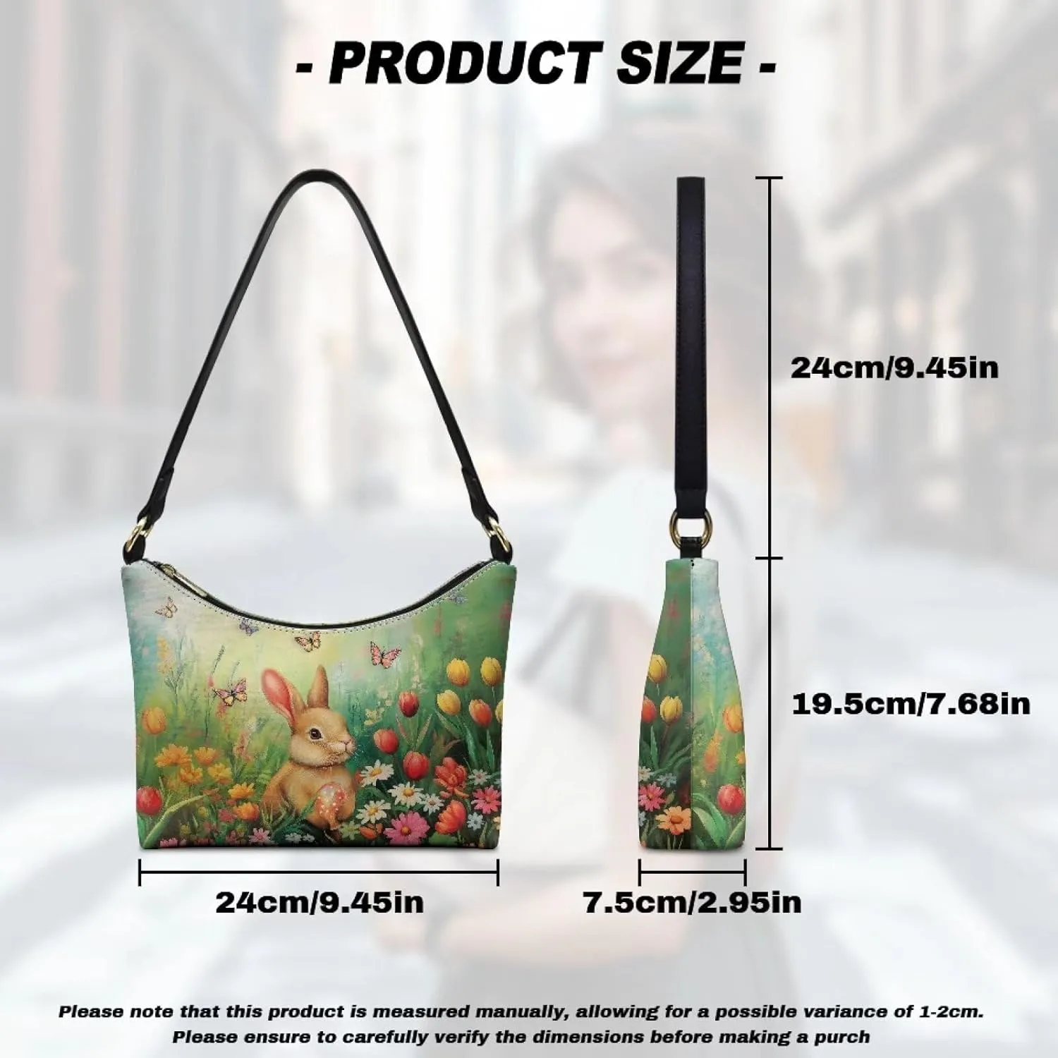 Women's PU Leather Underarm Bag Zipper Shoulder Tote Casual Handbags Lady Crescent Clutch Top Handle Purse Holiday