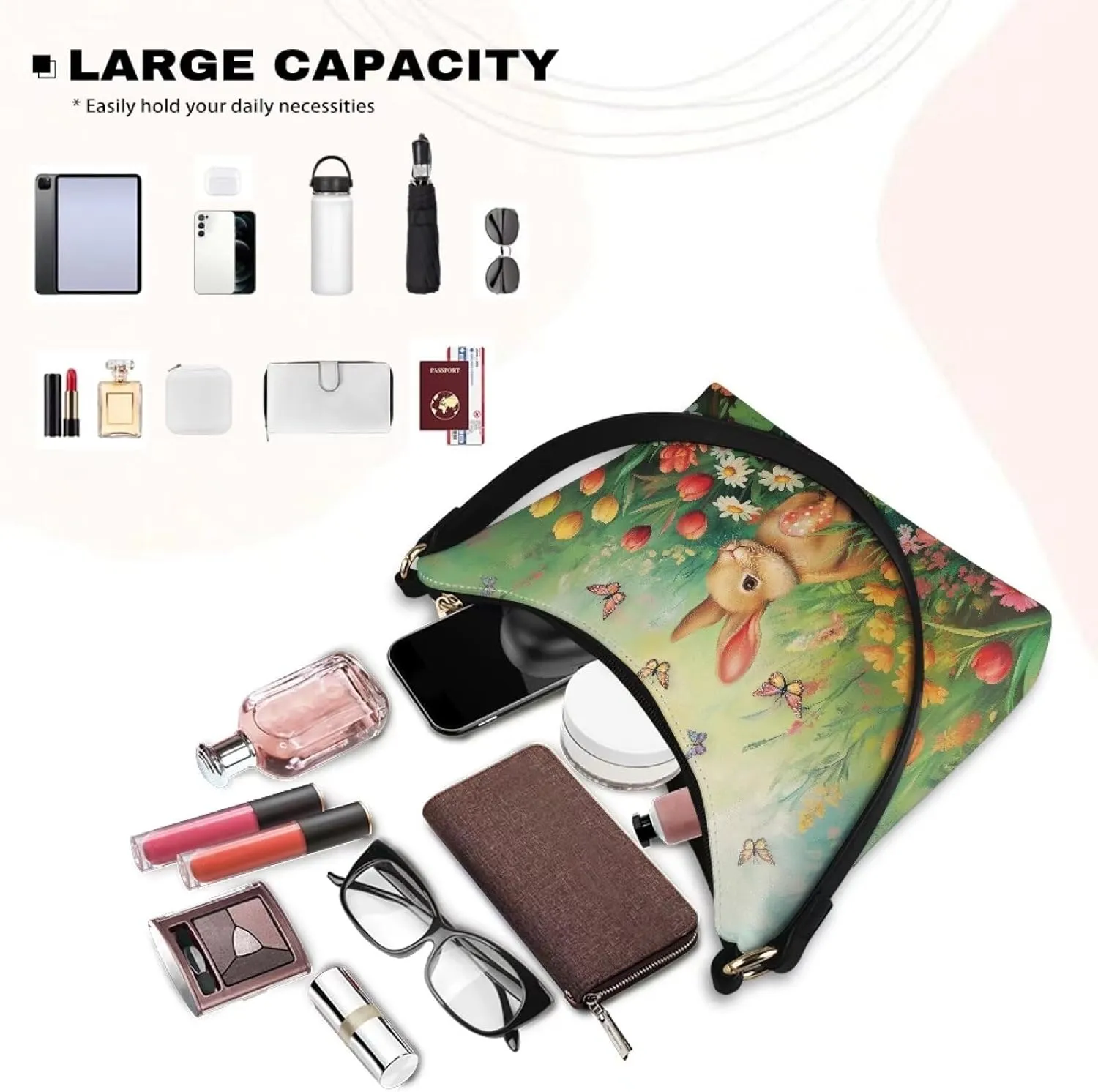 Women's PU Leather Underarm Bag Zipper Shoulder Tote Casual Handbags Lady Crescent Clutch Top Handle Purse Holiday