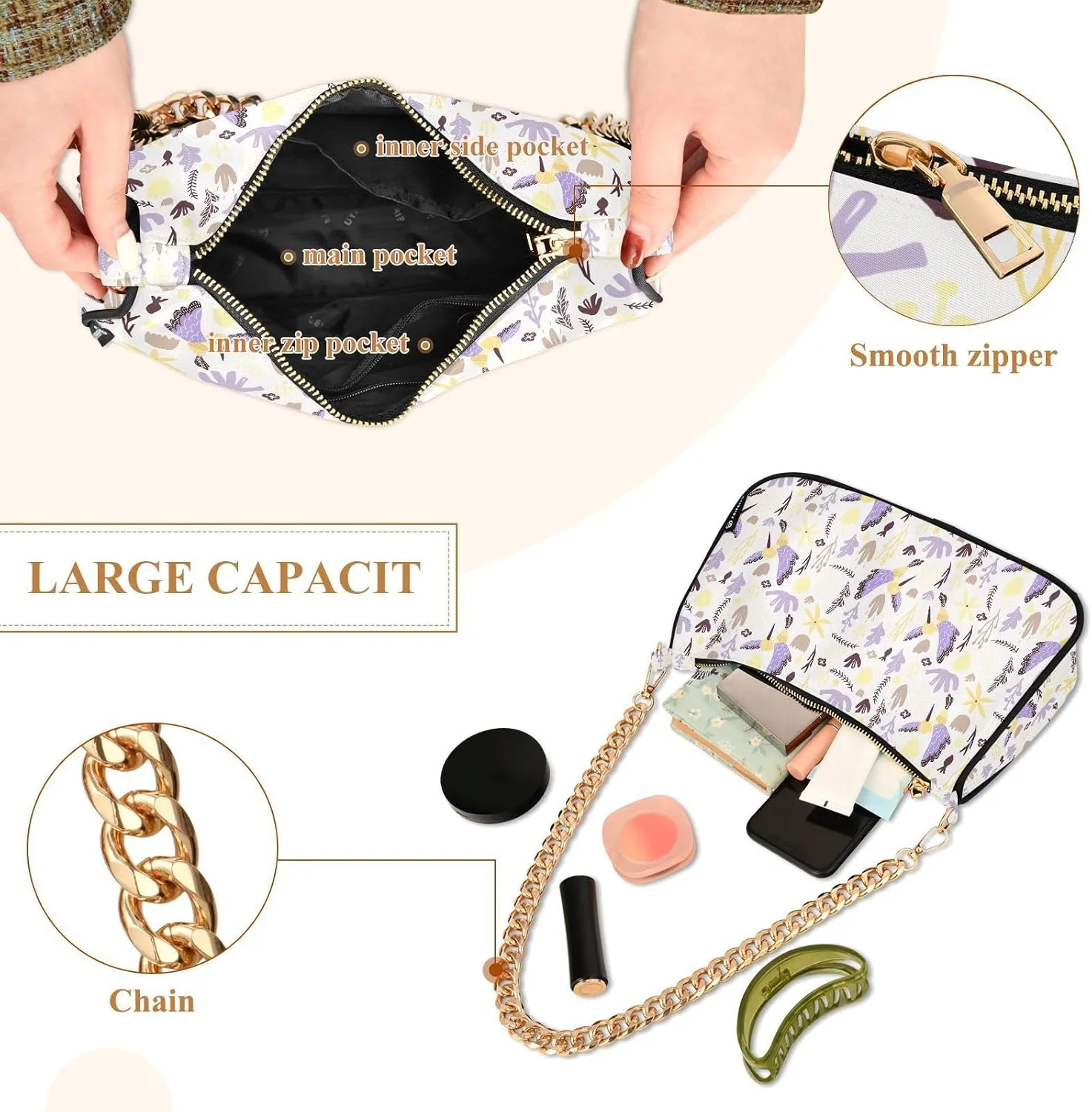 Women's Shoulder Handbags Chain Shoulder Brace for Women Bag Animal Print Ladies Vacation Handbags Tote Purse,Multi1