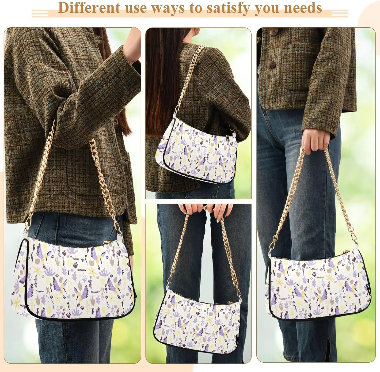 Women's Shoulder Handbags Chain Shoulder Brace for Women Bag Animal Print Ladies Vacation Handbags Tote Purse,Multi1