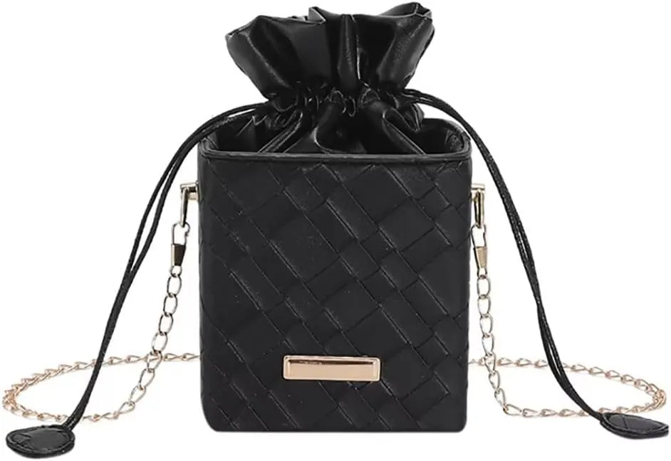 Women’s Small Bucket Bag Stylish Drawstring Purse Cute Shoulder Bag Designer Leather Crossbody Purse Vintage Hobo Bag