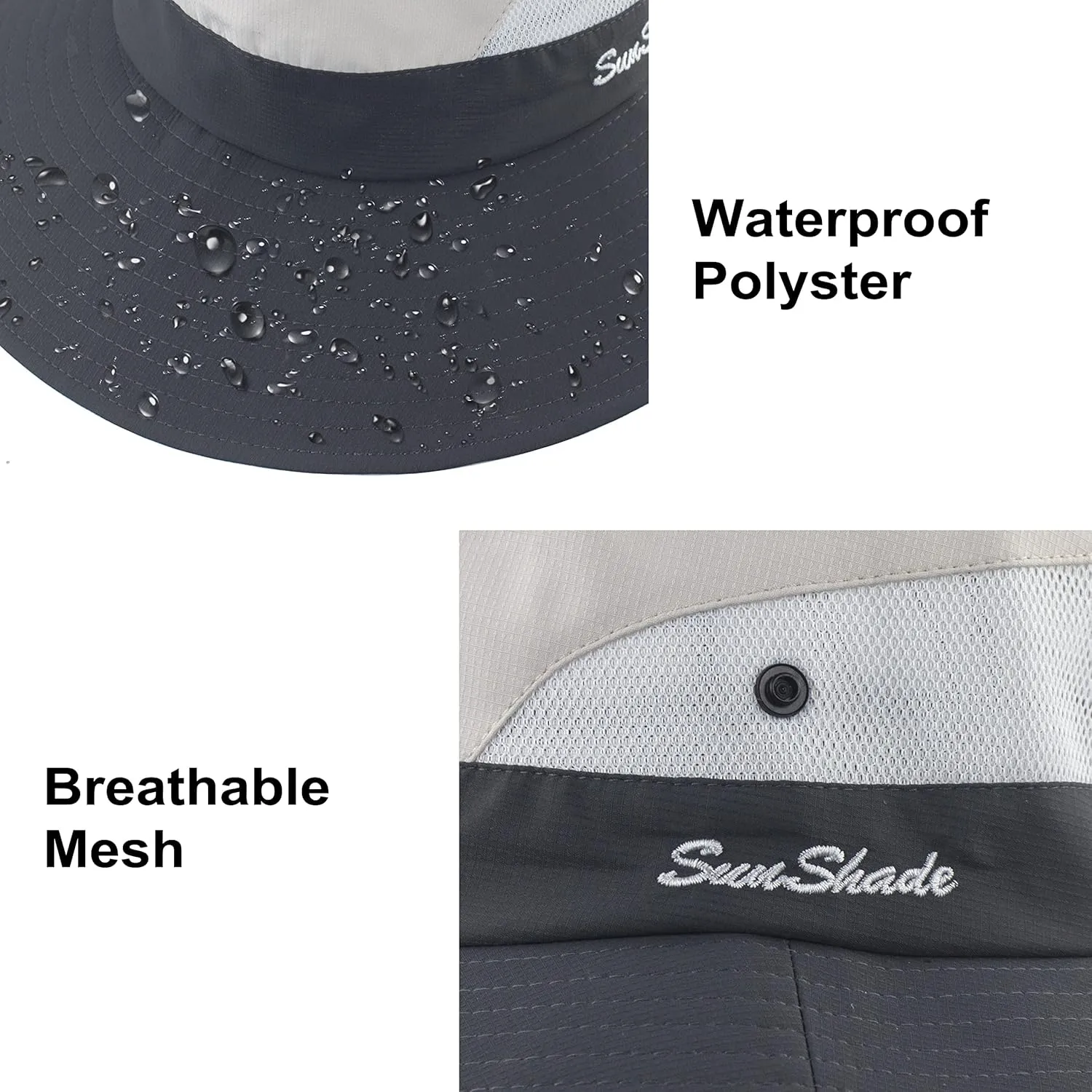 Womens Summer Sun Hat Wide Brim Outdoor UV Protection Hat Foldable Ponytail Bucket Cap for Beach Fishing Hiking