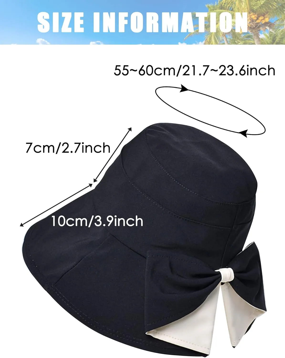 Women's Sun Hat Wide Brim Beach Sun Protection Bucket Hat for Summer Fishing Cap Gardening