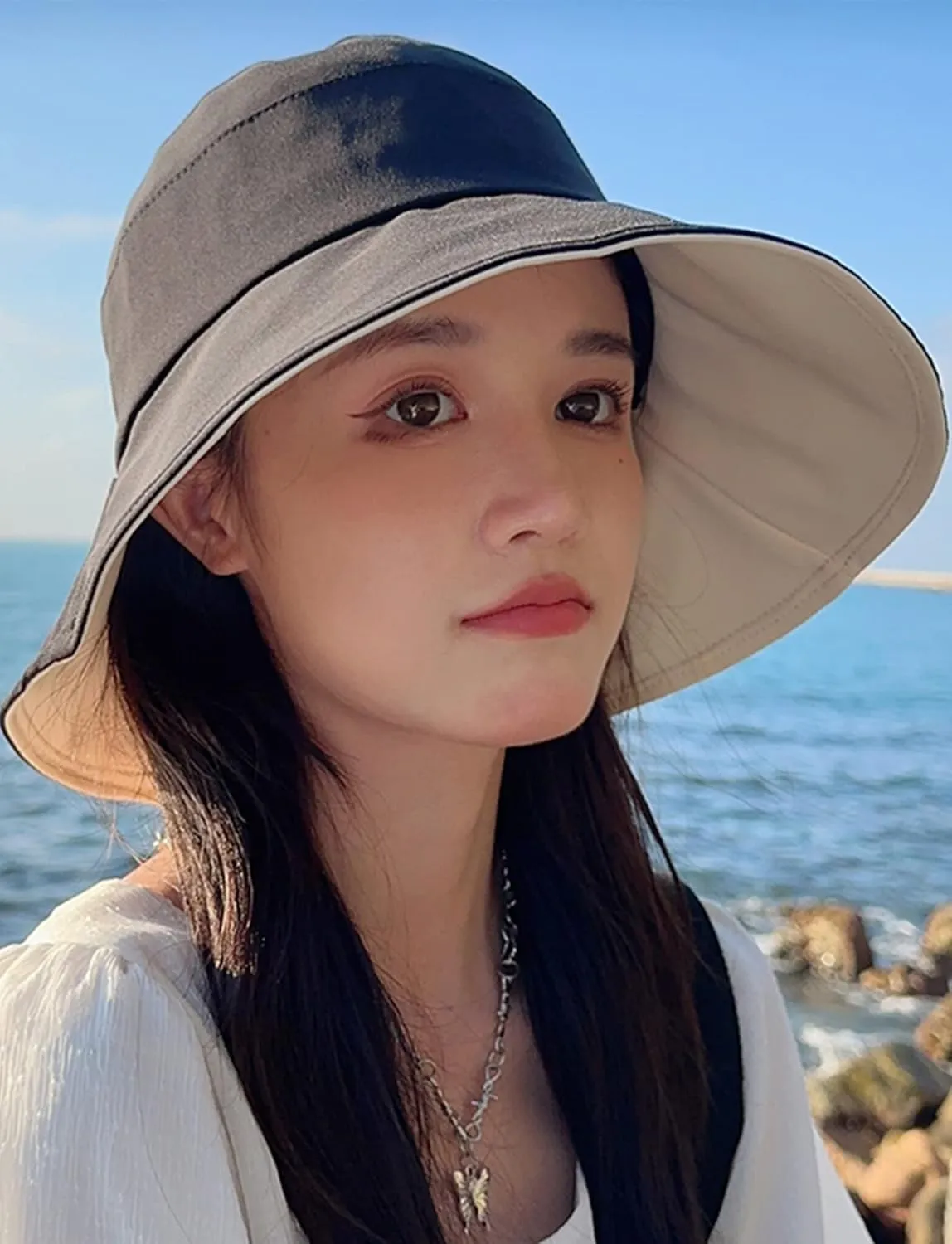 Women's Sun Hat Wide Brim Beach Sun Protection Bucket Hat for Summer Fishing Cap Gardening