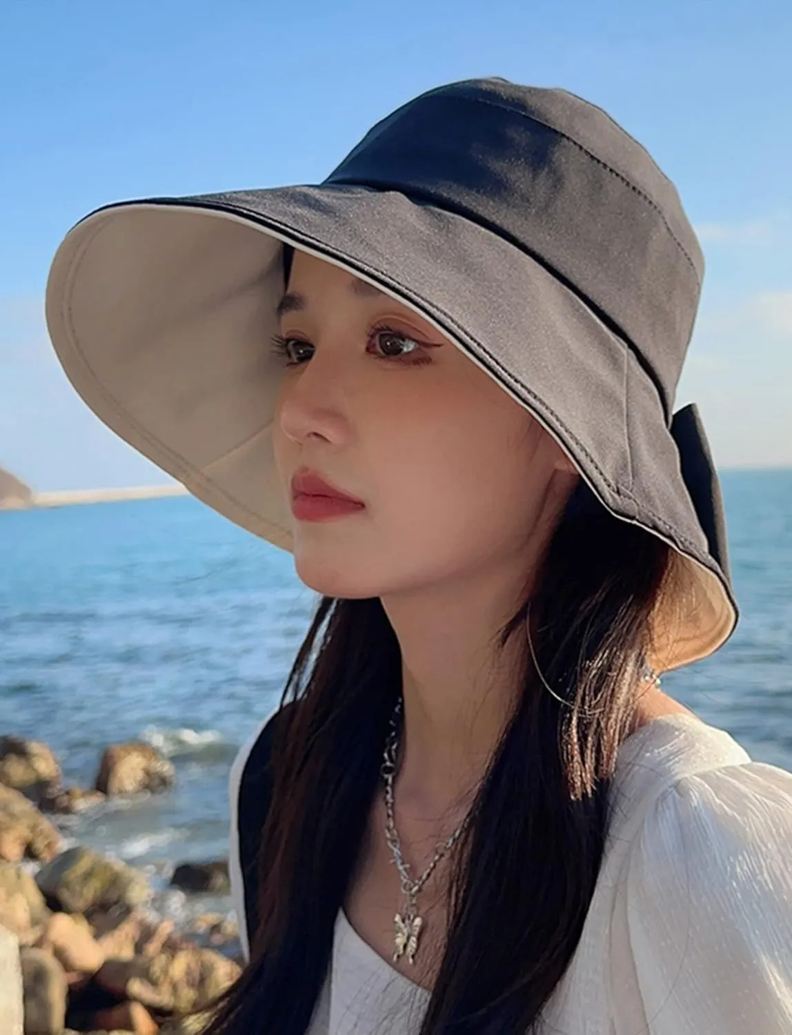 Women's Sun Hat Wide Brim Beach Sun Protection Bucket Hat for Summer Fishing Cap Gardening