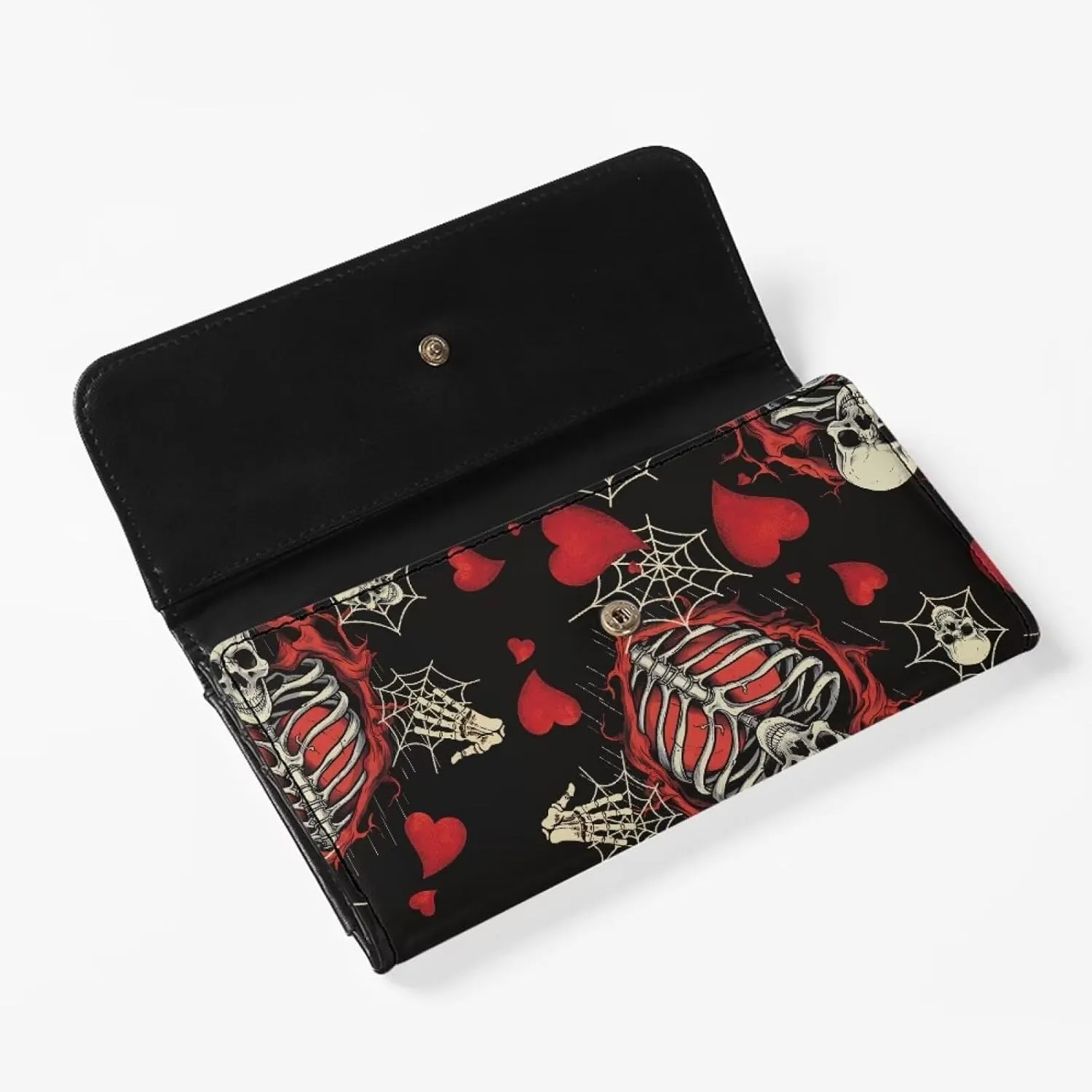 Womens Wallet, Art Skull Slim Card Wallets for Women,Pattern Trifold Leather Card Wallet Organizer, Wallets with Card Slots & ID Window, D97-A